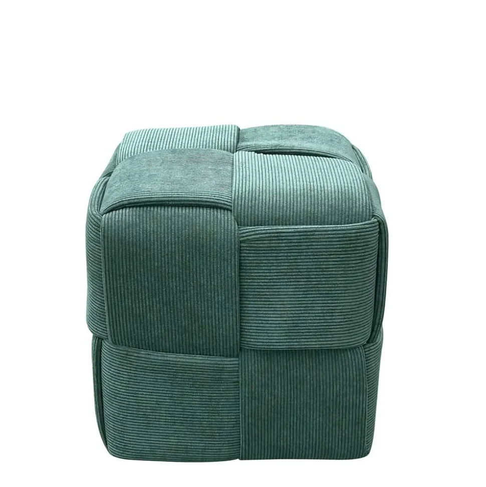 Cord Pouf in Dunkelgrün - Glory