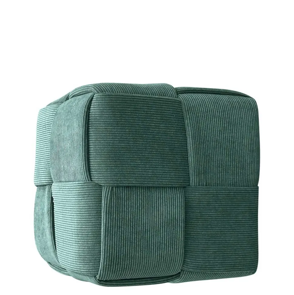 Cord Pouf in Dunkelgrün - Glory