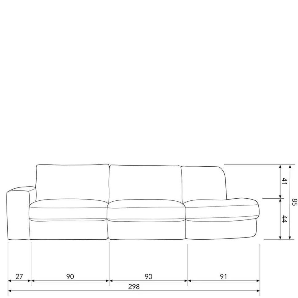 Couch mit Armlehne links in Rosa - Draschna