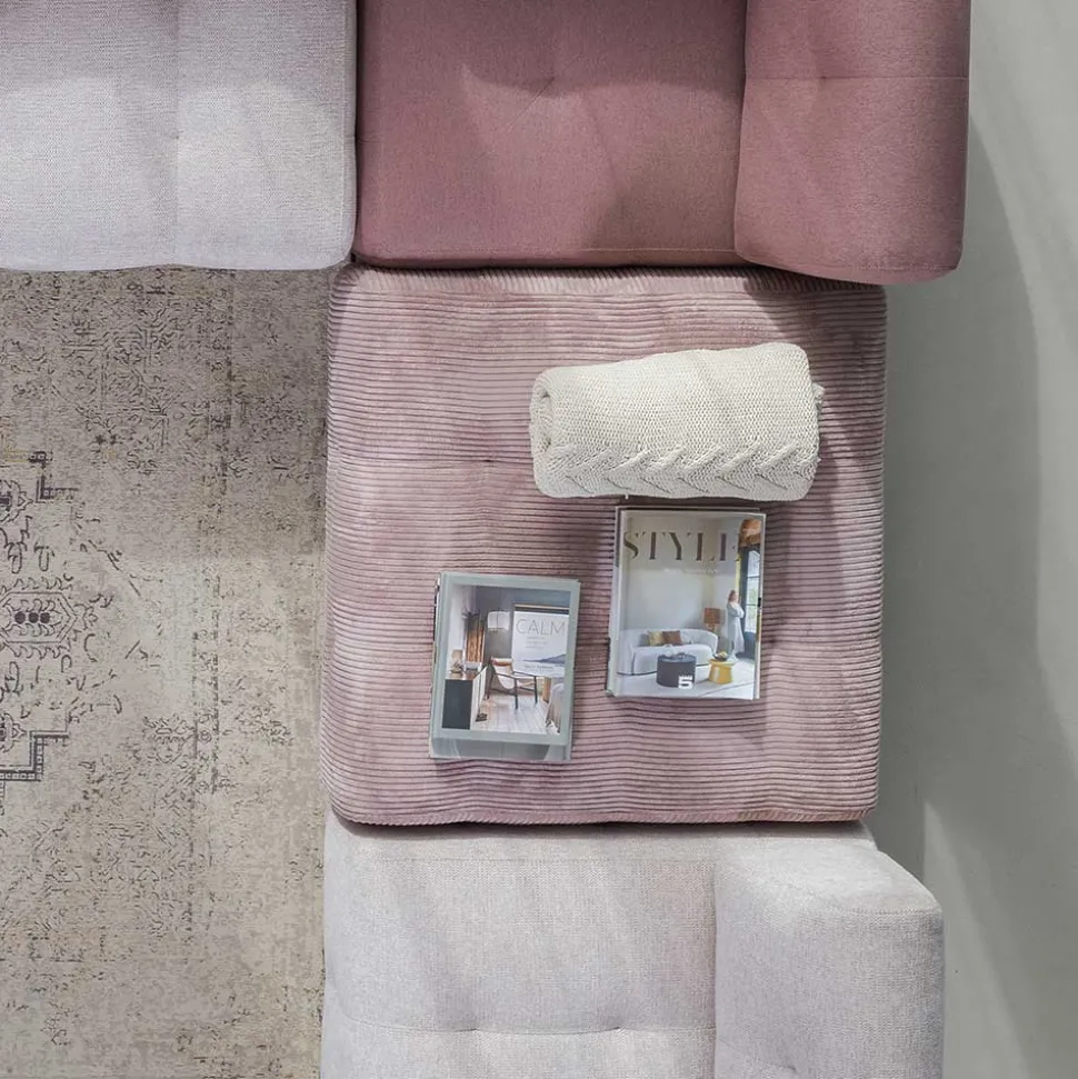 Couch Polsterhocker in Mauve Cord - Samorah