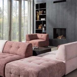 Couch Polsterhocker in Mauve Cord - Samorah