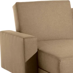 Couchbett mit Hocker in Beige mit Chrom - Proof (zweiteilig)