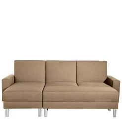 Couchbett mit Hocker in Beige mit Chrom - Proof (zweiteilig)