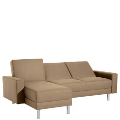 Couchbett mit Hocker in Beige mit Chrom - Proof (zweiteilig)