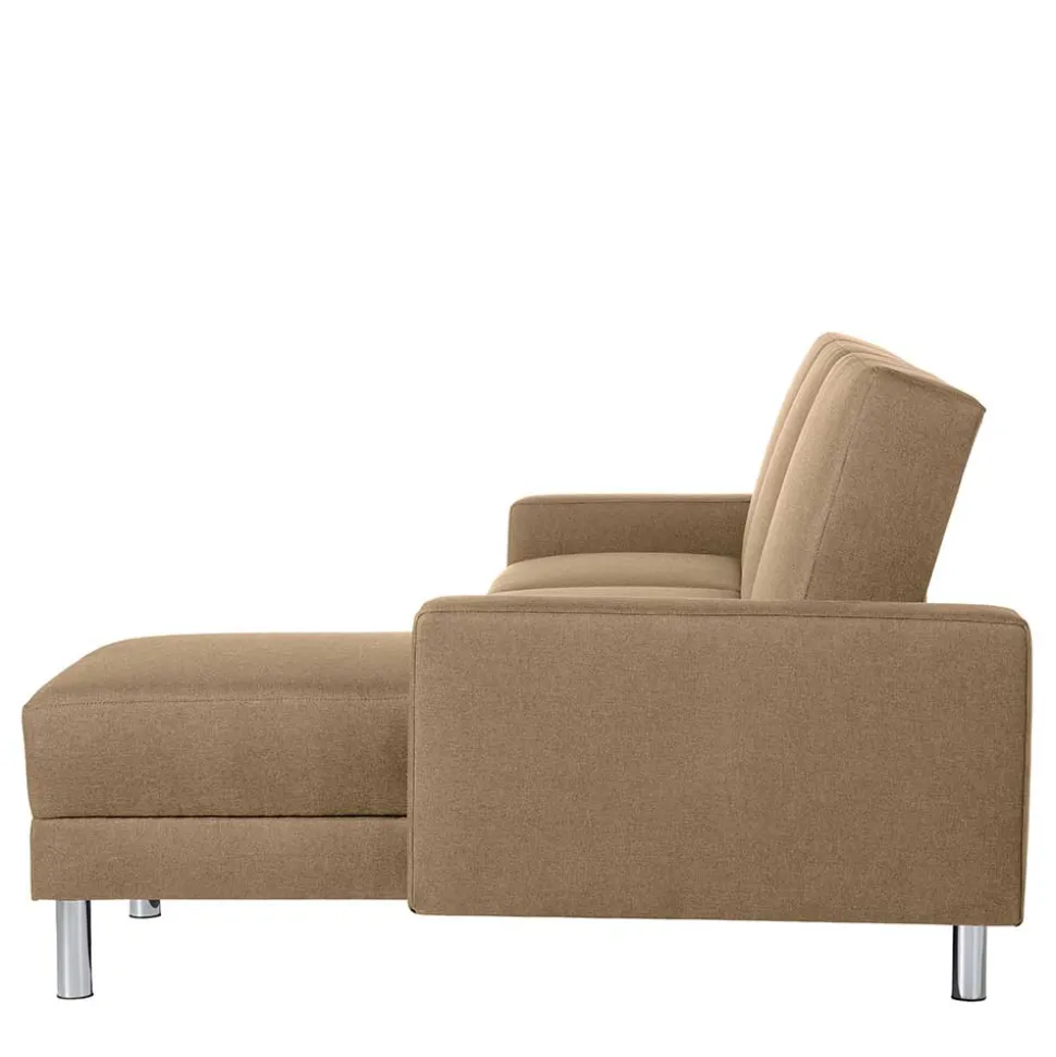 Couchbett mit Hocker in Beige mit Chrom - Proof (zweiteilig)