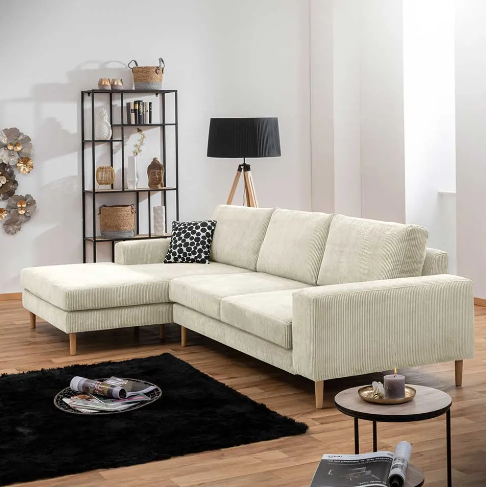 Couchecke in Cremeweiß Cordbezug - Zubella