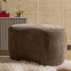 Couchhocker in Taupe Chenille - Fridelia