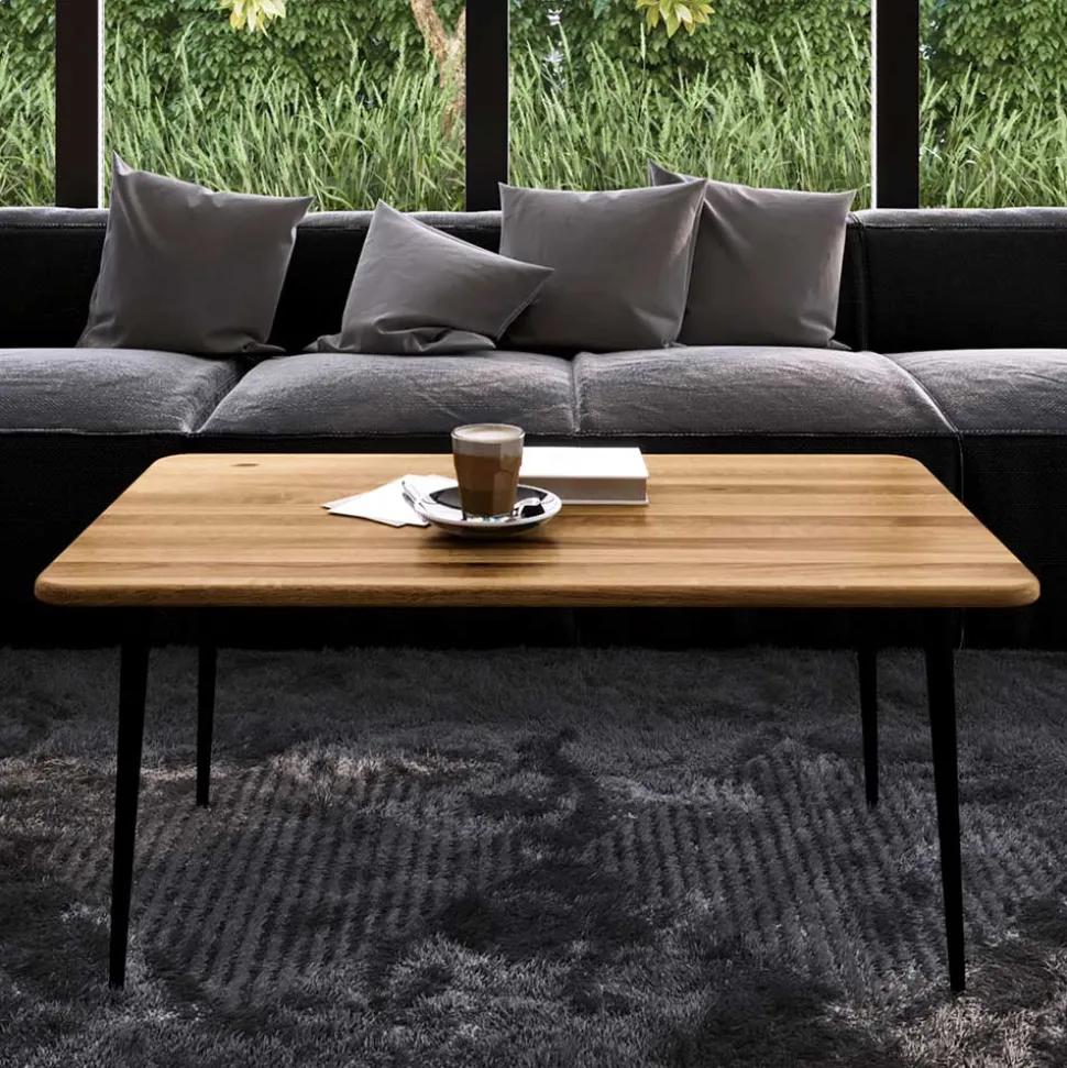 Couchtisch aus Wildeiche mit Stahlbeinen - Casarius