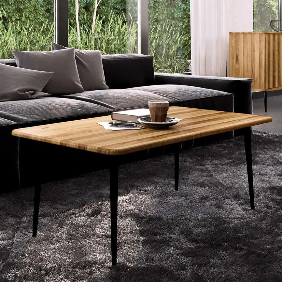 Couchtisch aus Wildeiche mit Stahlbeinen - Casarius