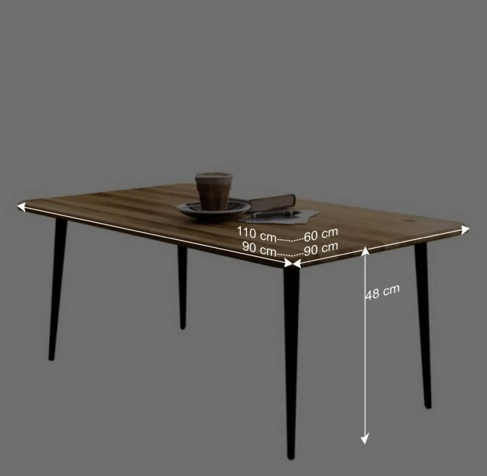 Couchtisch aus Wildeiche mit Stahlbeinen - Casarius