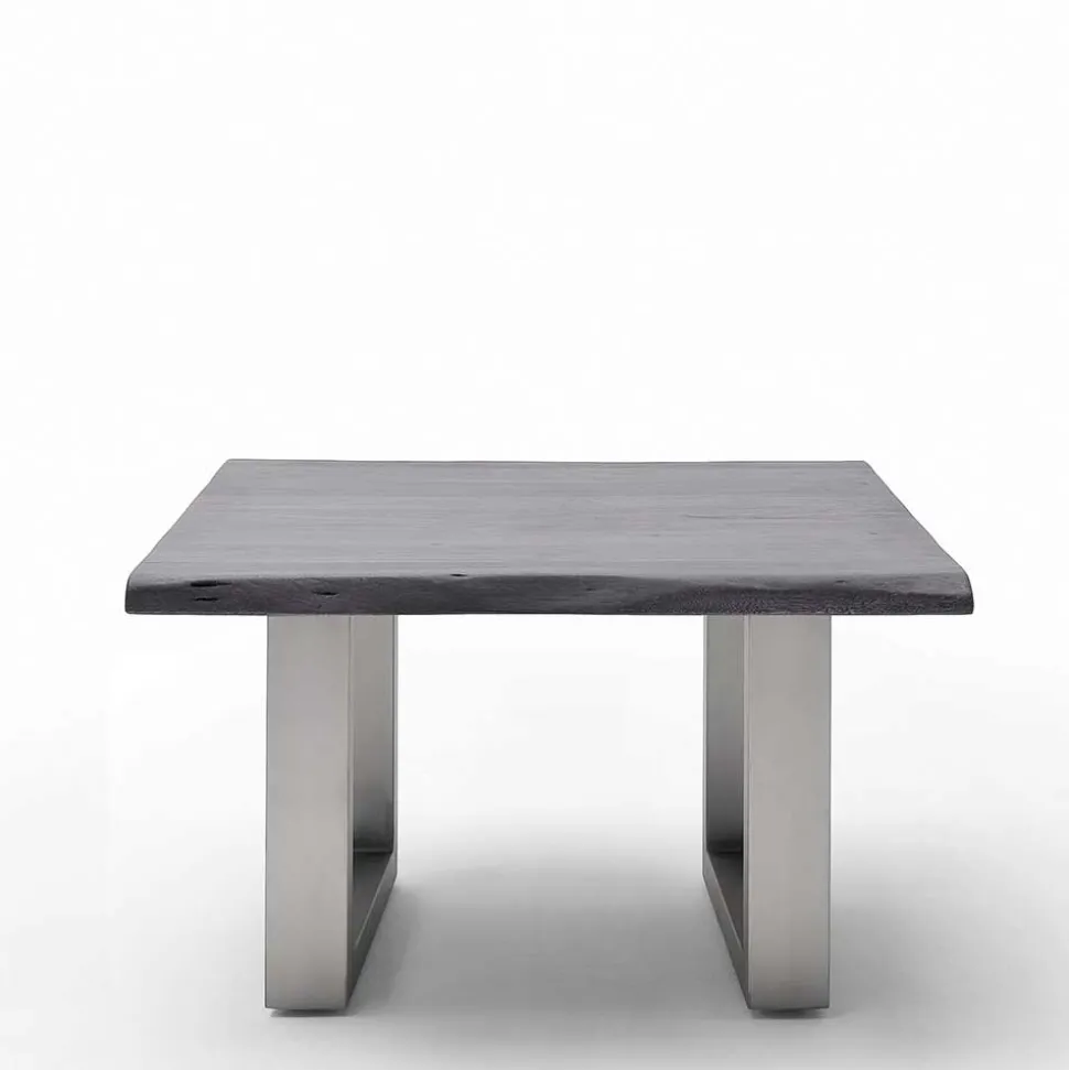 Couchtisch mit Naturkanten Holzplatte in Grau - Kassanda