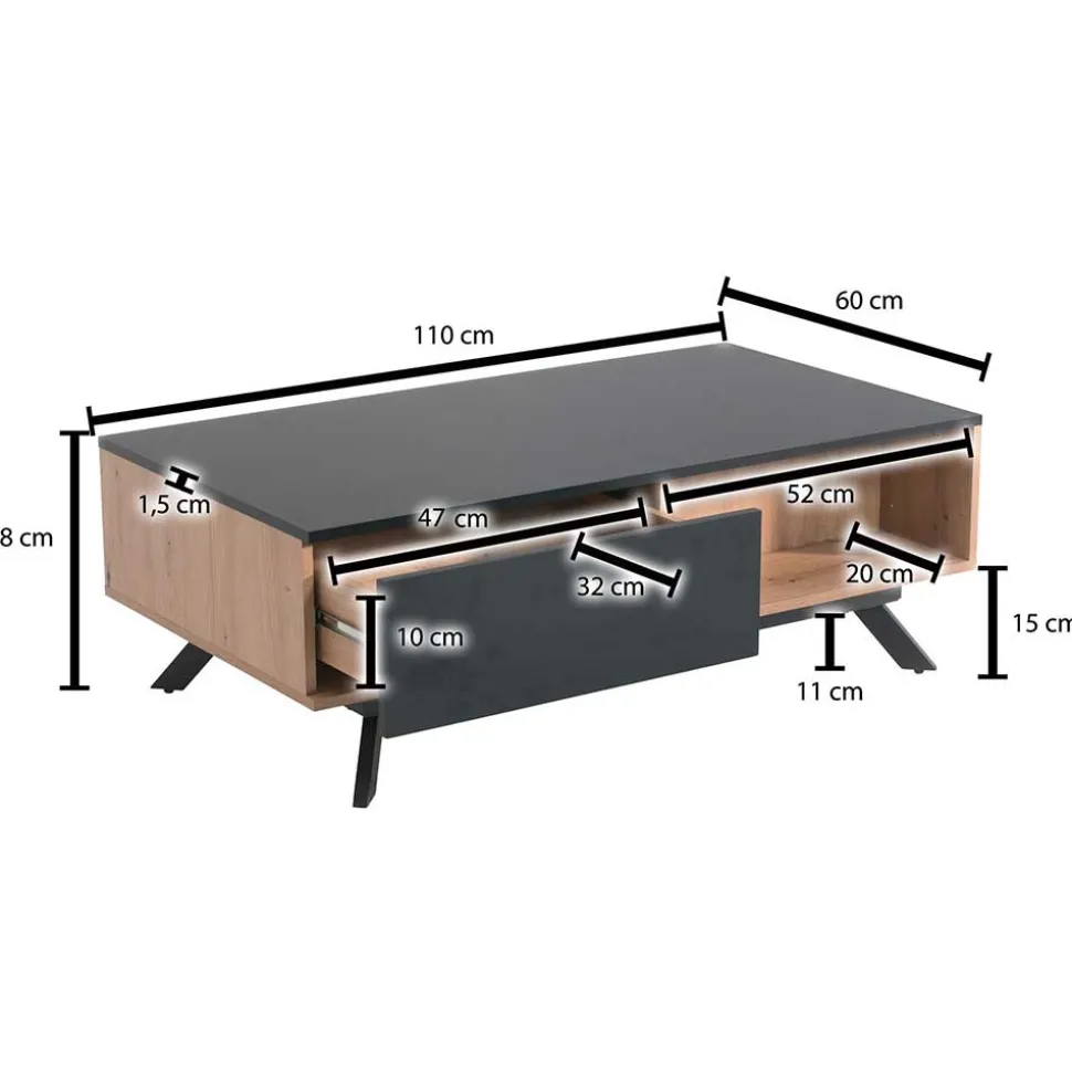 Couchtisch mit Schubladen & Fächern - Heraklion