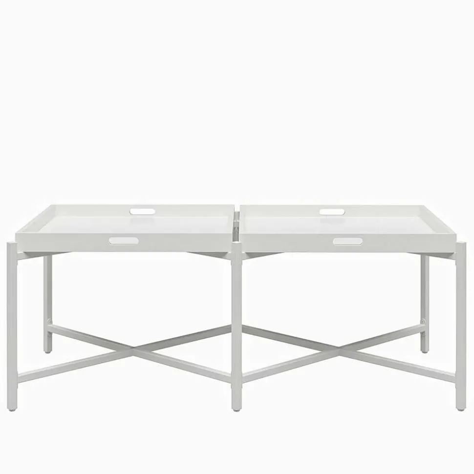 Couchtisch mit zwei Tabletts in Weiß - Vereny
