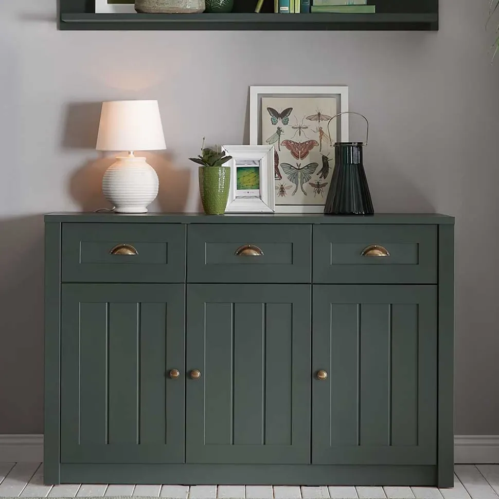 Country Kombi-Kommode in Dunkelgrün - Niestov