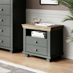 Country Nachtkommode in Dunkelgrün - Daney