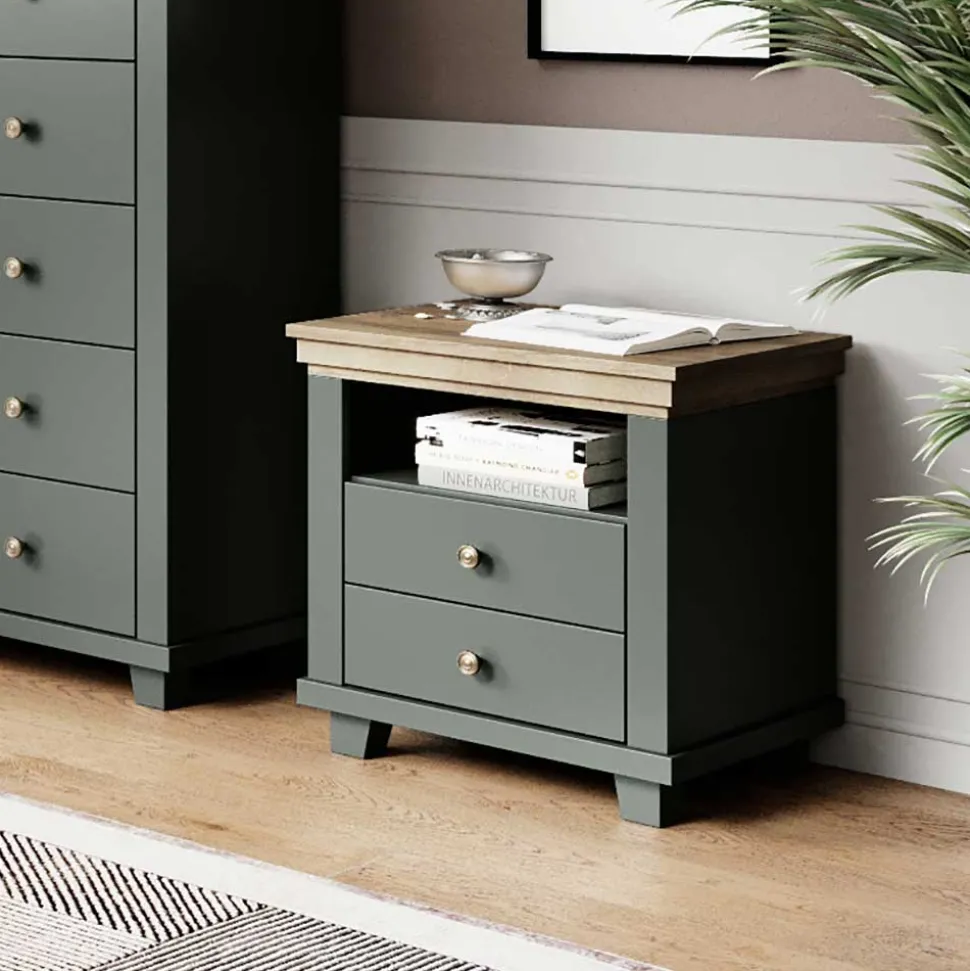 Country Nachtkommode in Dunkelgrün - Daney