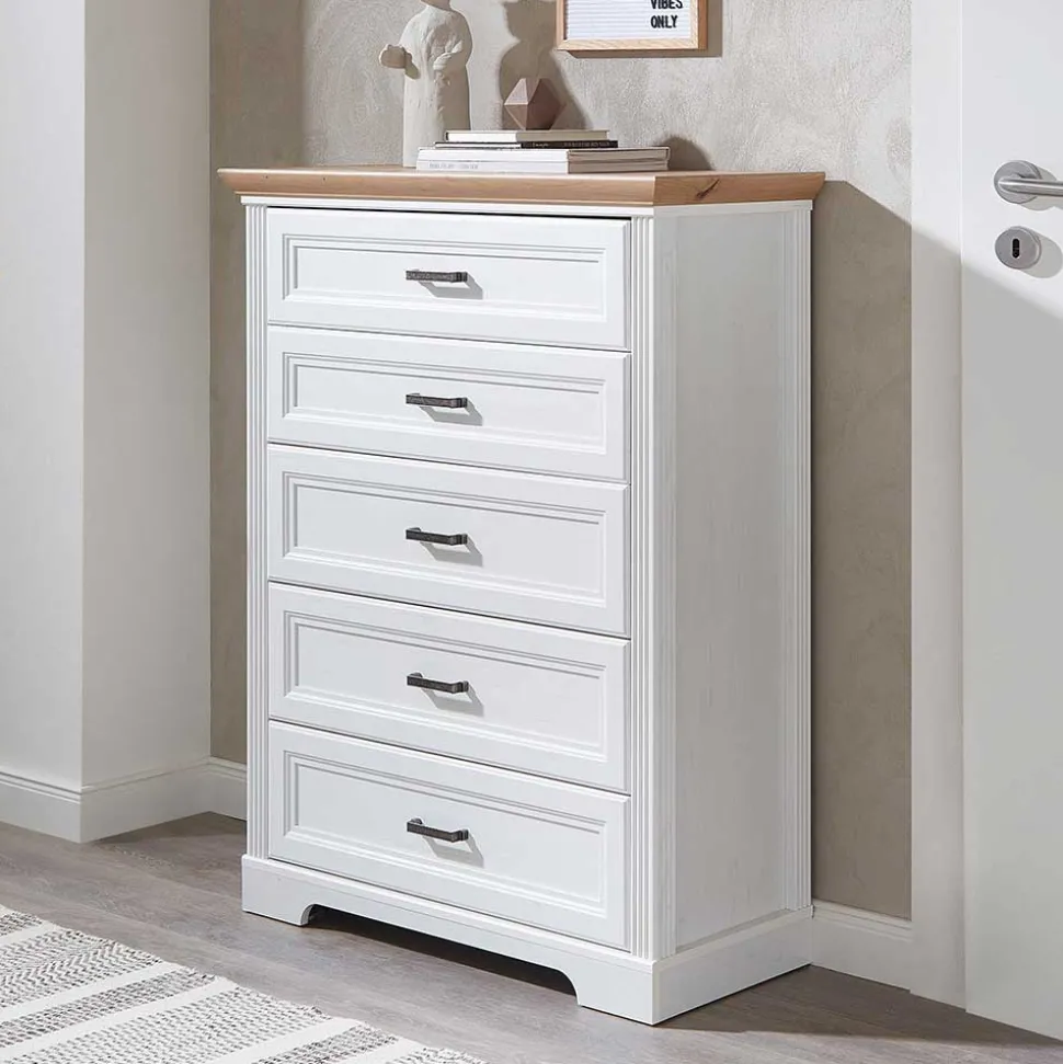 Country Style Hochkommode mit fünf Schubladen - Mehady