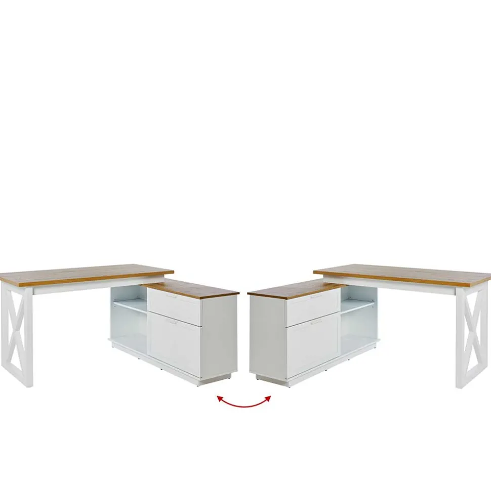 Country Style Schreibtisch mit Seitenregal - Ristina