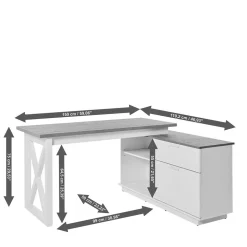 Country Style Schreibtisch mit Seitenregal - Ristina