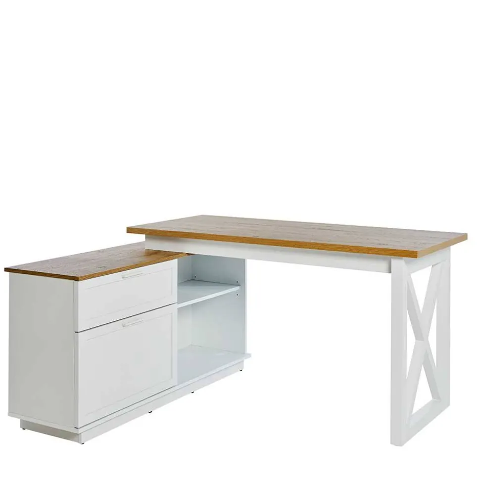 Country Style Schreibtisch mit Seitenregal - Ristina