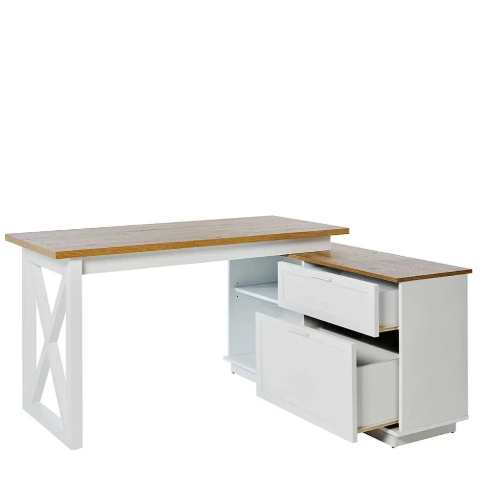 Country Style Schreibtisch mit Seitenregal - Ristina