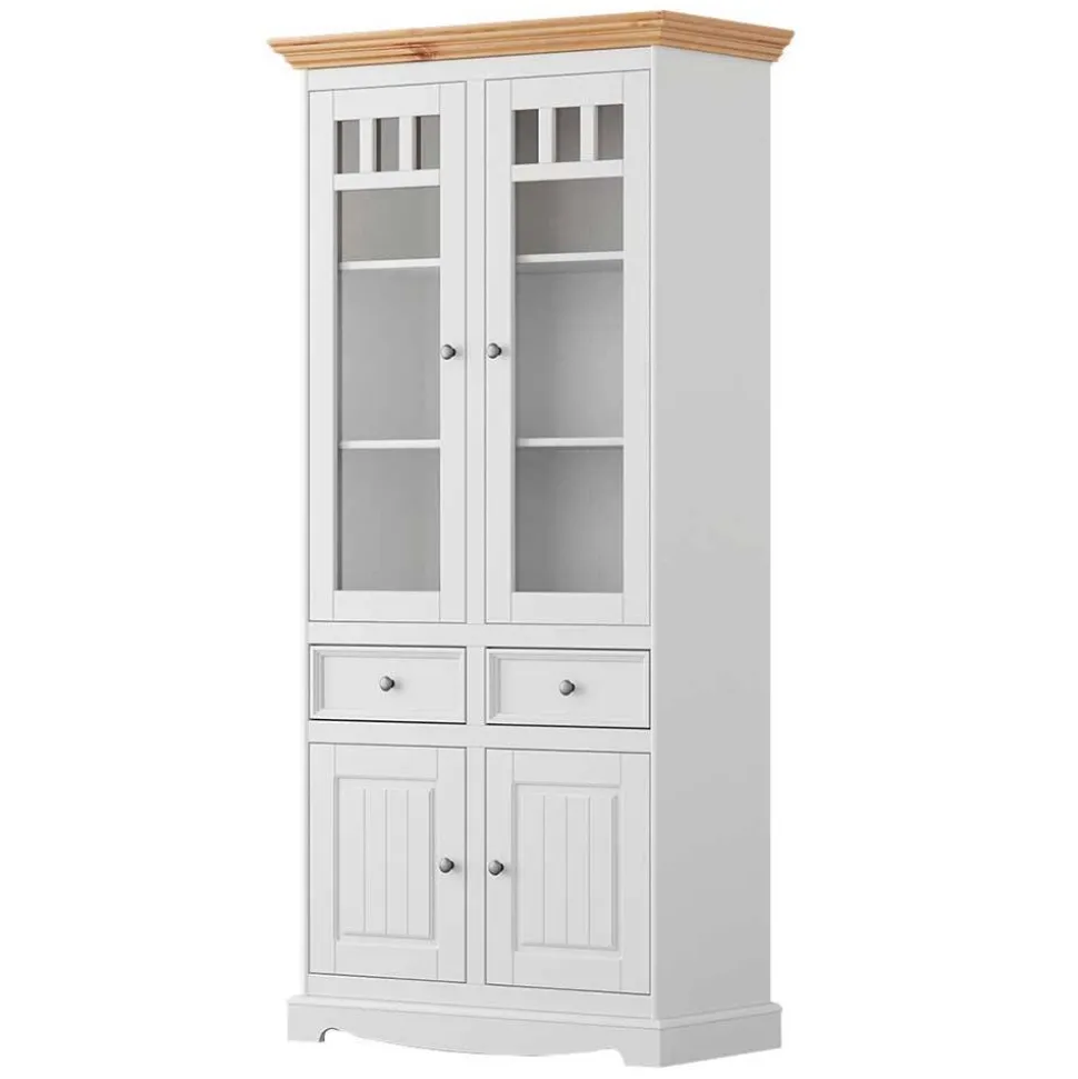 Country Style Vitrinenschrank 90x190x45 cm - Vitablo
