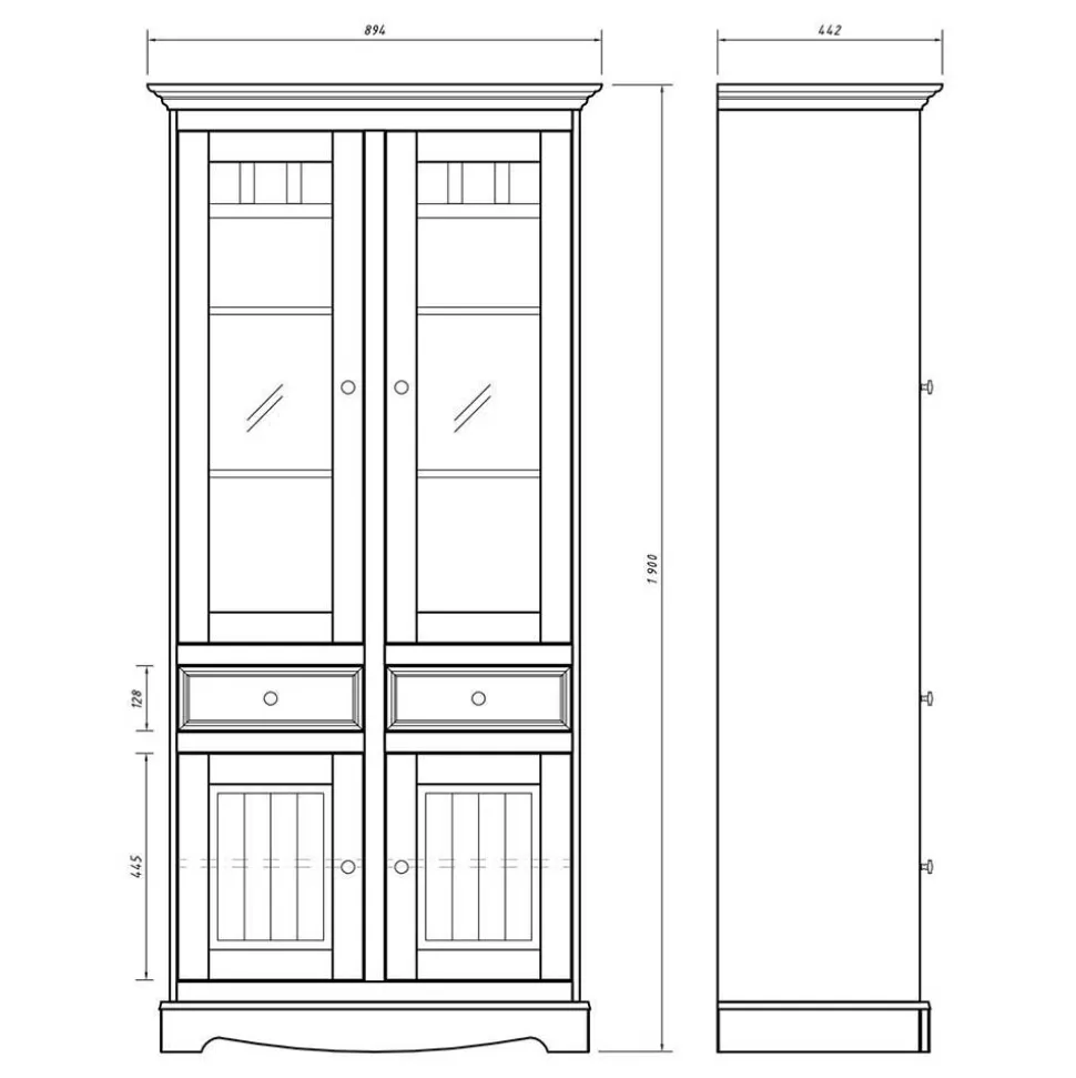 Country Style Vitrinenschrank 90x190x45 cm - Vitablo
