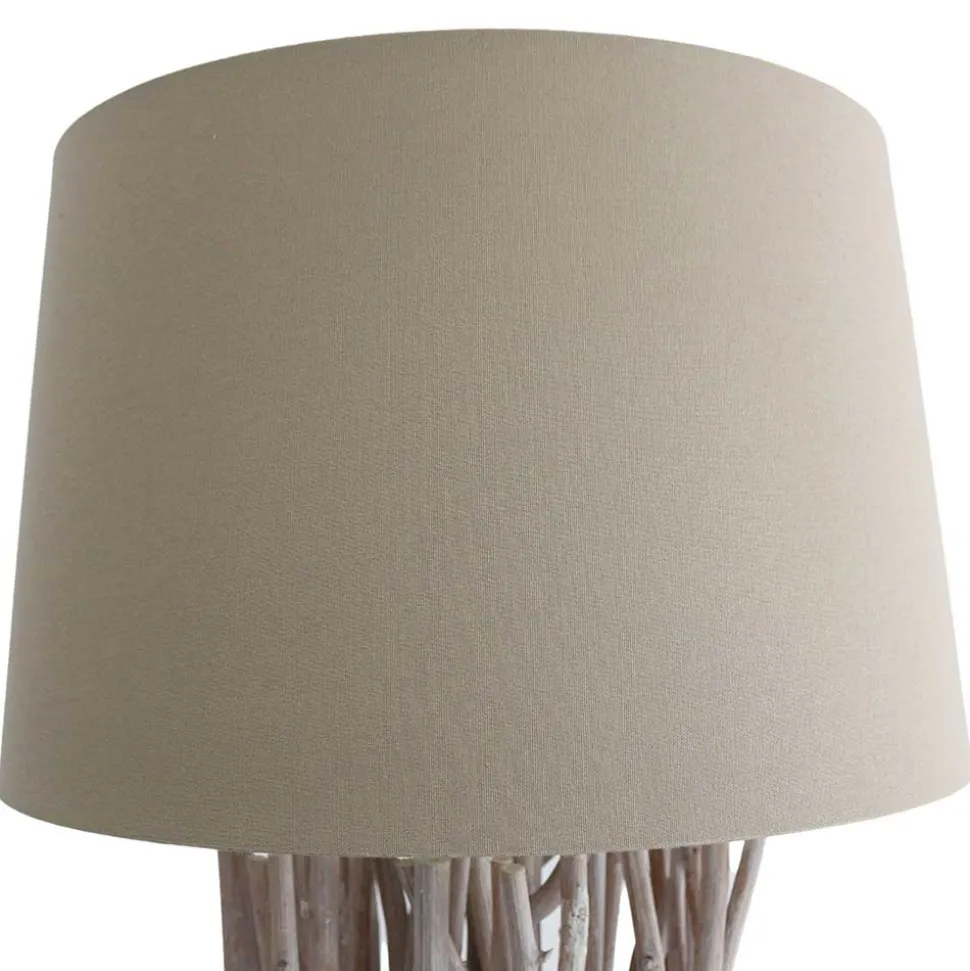 Cremeweiße Stehleuchte mit Schirm aus Stoff - Simona