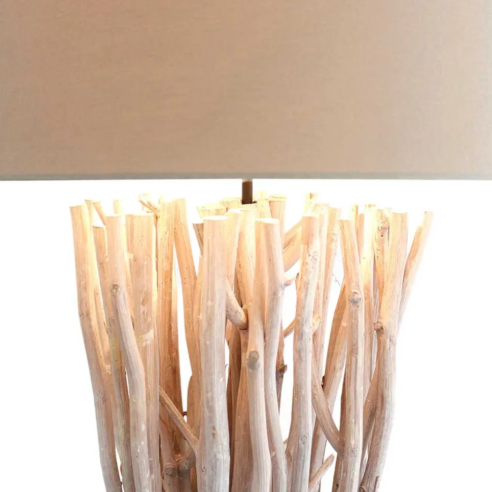 Cremeweiße Stehleuchte mit Schirm aus Stoff - Simona