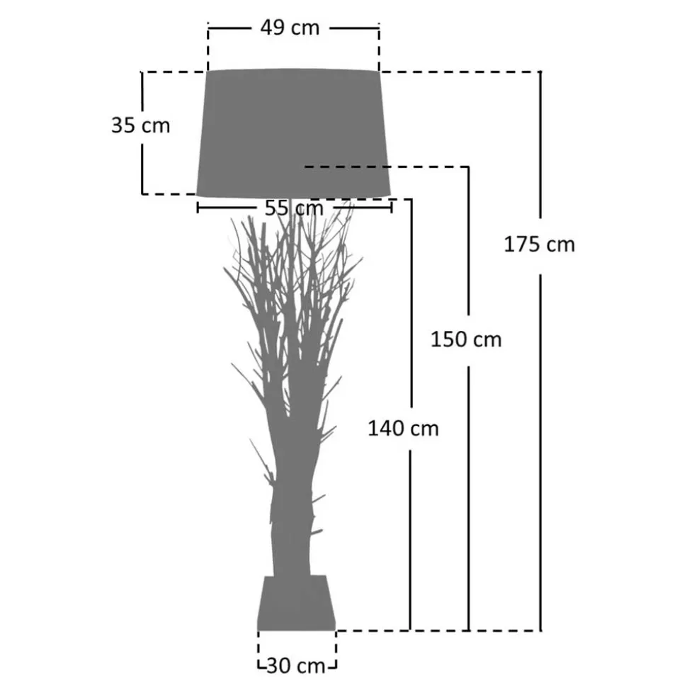 Cremeweiße Stehleuchte mit Schirm aus Stoff - Simona