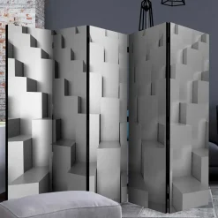 3D Effekt Paravent in Grau Weiß - Jule