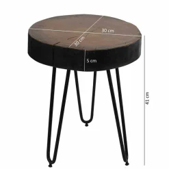 Design Ablagetisch Tohema mit Baumkante dunkel