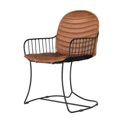 Design Armlehnenstuhl aus Leder Hellbraun - Persia (2er Set)