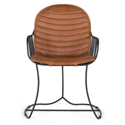 Design Armlehnenstuhl aus Leder Hellbraun - Persia (2er Set)