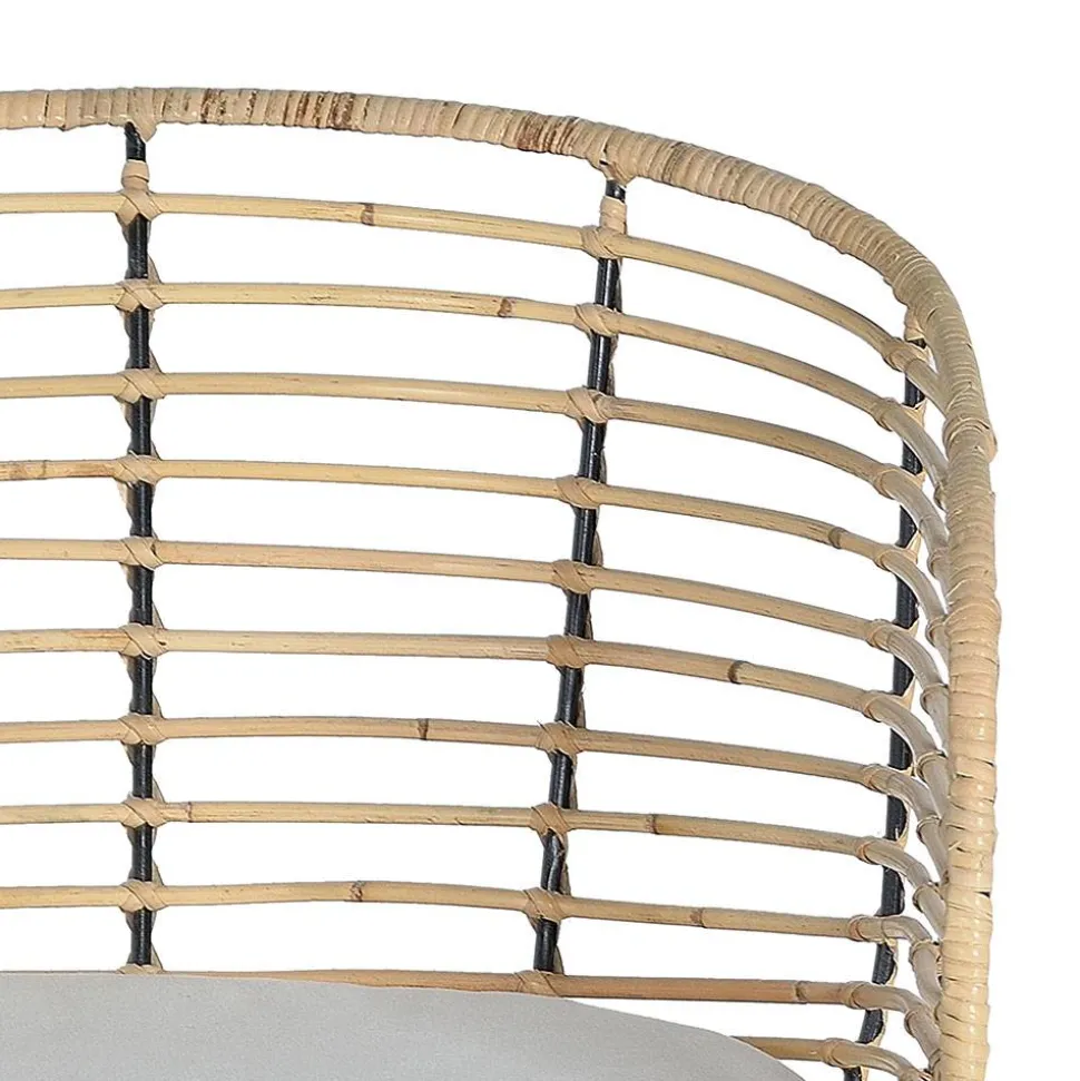 Design Armlehnenstuhl in Rattan Natur und Schwarz - Adatto (2er Set)