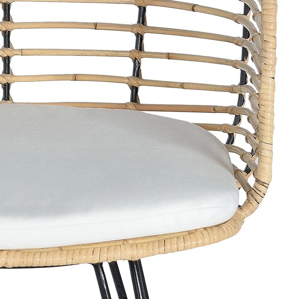 Design Armlehnenstuhl in Rattan Natur und Schwarz - Adatto (2er Set)