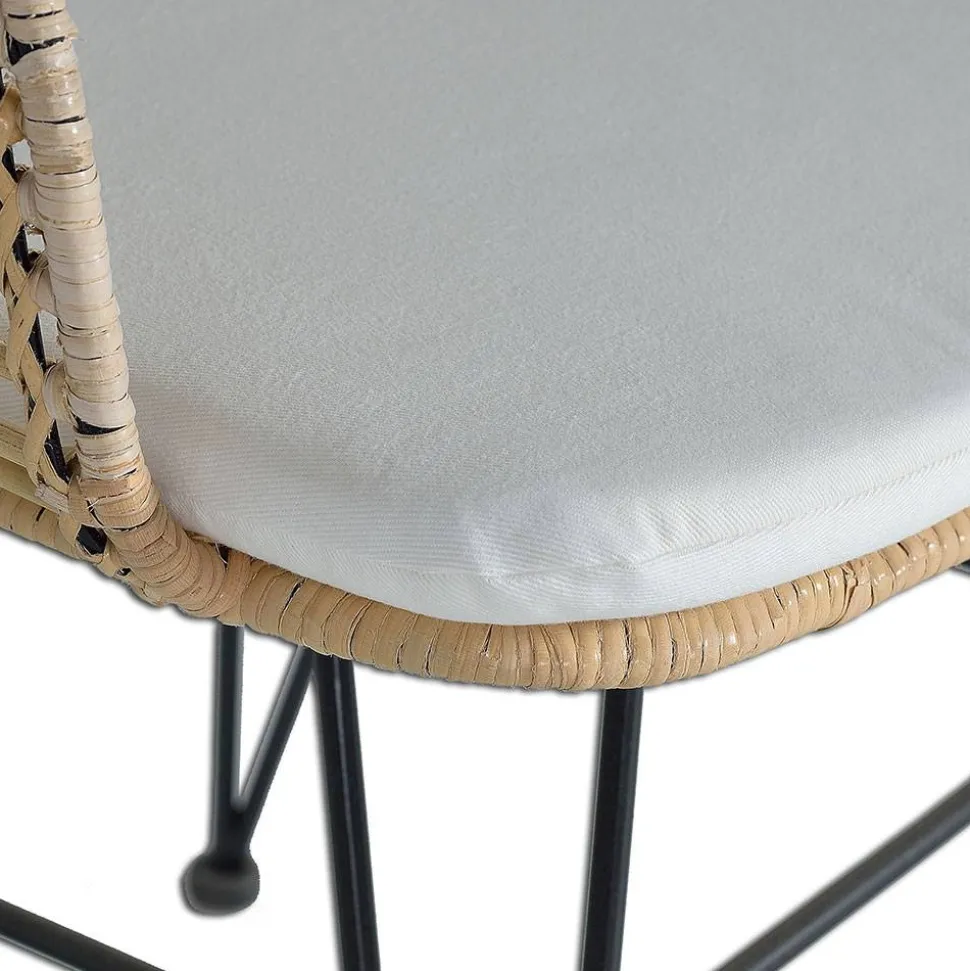 Design Armlehnenstuhl in Rattan Natur und Schwarz - Adatto (2er Set)