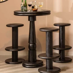 Design Barhocker aus schwarzem Massivholz - Vionna