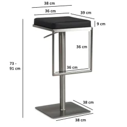 Design Barhocker in Schwarz und Silber - Hallein