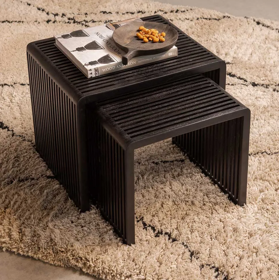 Design Beistelltisch Duo in Schwarz - Bagaci (zweiteilig)