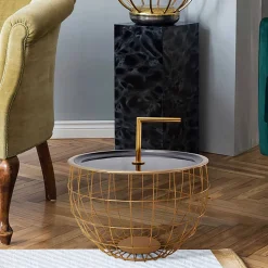 Design Beistelltisch in Schwarz und Gold - Egeass