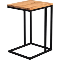 Design Beistelltisch mit Wildeiche Massivholz Voprium & Metall schwarz