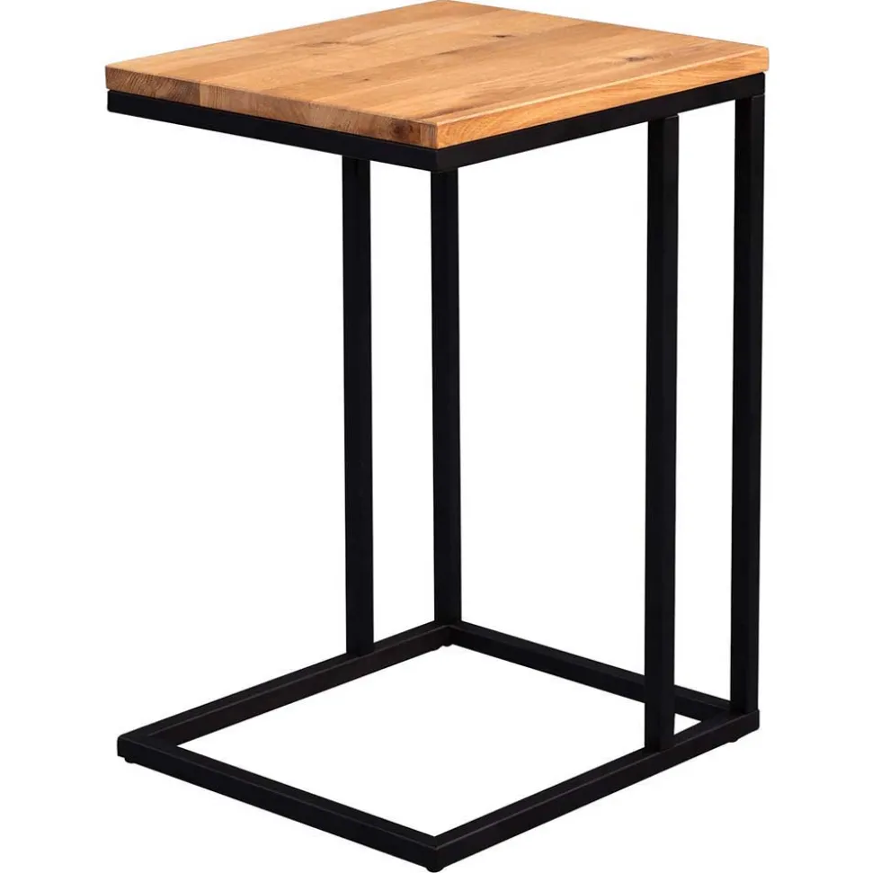 Design Beistelltisch mit Wildeiche Massivholz Voprium & Metall schwarz