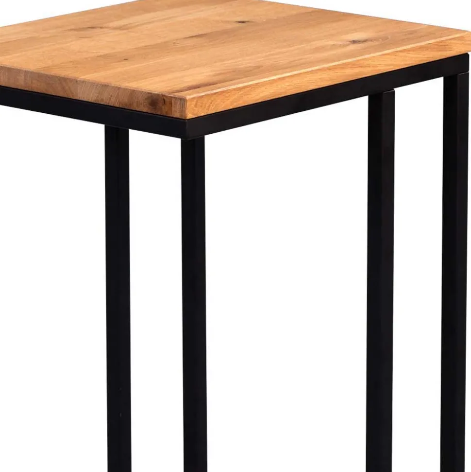 Design Beistelltisch mit Wildeiche Massivholz Voprium & Metall schwarz