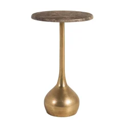 Design Beistelltisch mit Marmorplatte in Braun - Luvenicos