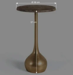 Design Beistelltisch mit Marmorplatte in Braun - Luvenicos