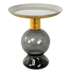 Design Beistelltisch mit Rauchglas Fuß - Fernandez