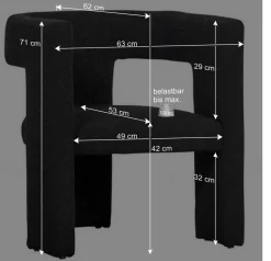 Design Cocktailsessel in Dunkelgrau Boucle - Seanno