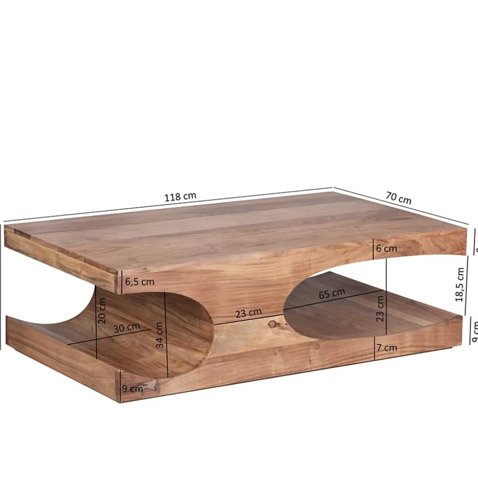 Design Couchtisch aus massivem Akazienholz - Drolivio