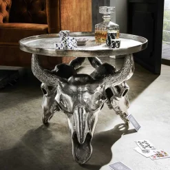 Design Couchtisch mit Büffel Schädel Gestell - Zarinas